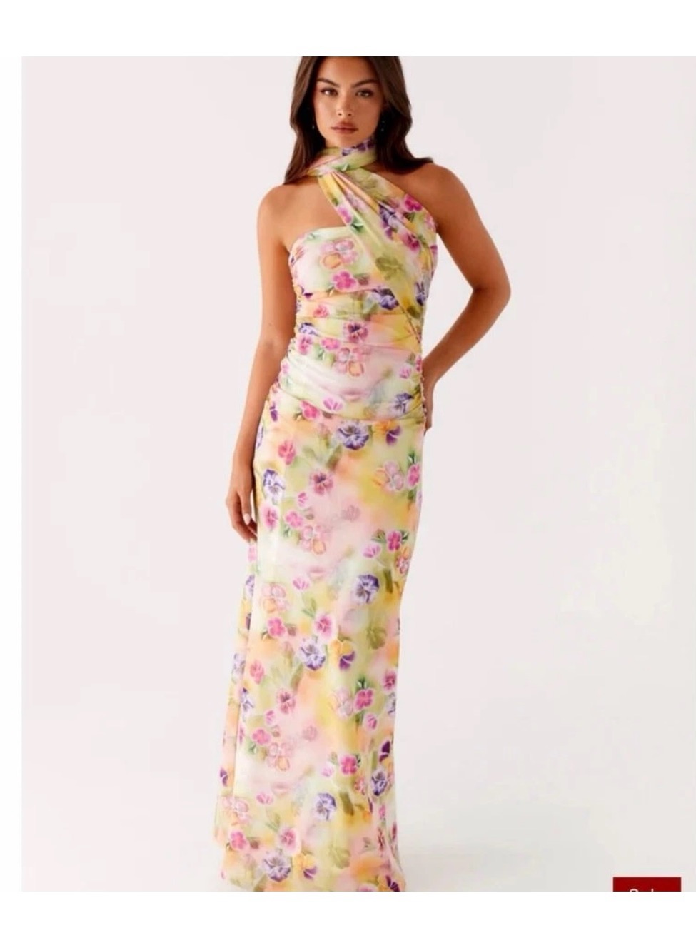 Nwt Peppermayo Songbird Maxi Dress Sunburst Floral Pansy Mesh Strapless Sz 0